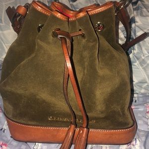 Dooney & Bourke olive green suede bucket bag